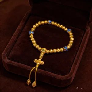Gold-plated high-color retention sand gold enamel vajra bracelet for women