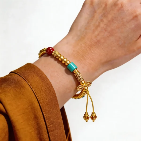 Traditional Gold-Filled Turquoise Vajra Bracelet