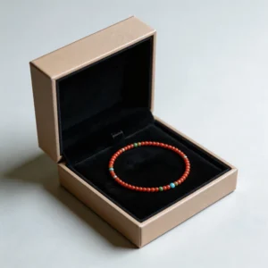 Original Nan Hong grade tiny millet beads 2mm bracelet with multi-treasure turquoise and silver persimmon red stackable