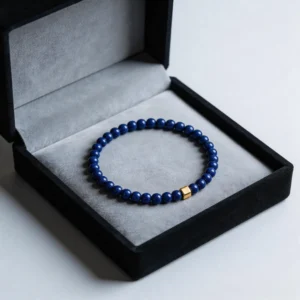 Lapis Lazuli Bracelet, Extremely Fine Women's Round Bead Bracelet, Imperial Blue 4mm Small Crystal Bracelet, Fine Jade