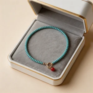 Natural small turquoise and southern red agate bracelet, color-blocking wrist beads, layered wearing